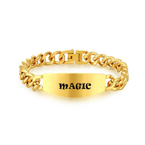 Personalized mens gold engraved bracelet wholesale custom made logo or name engraving bracelets bulk makers websites